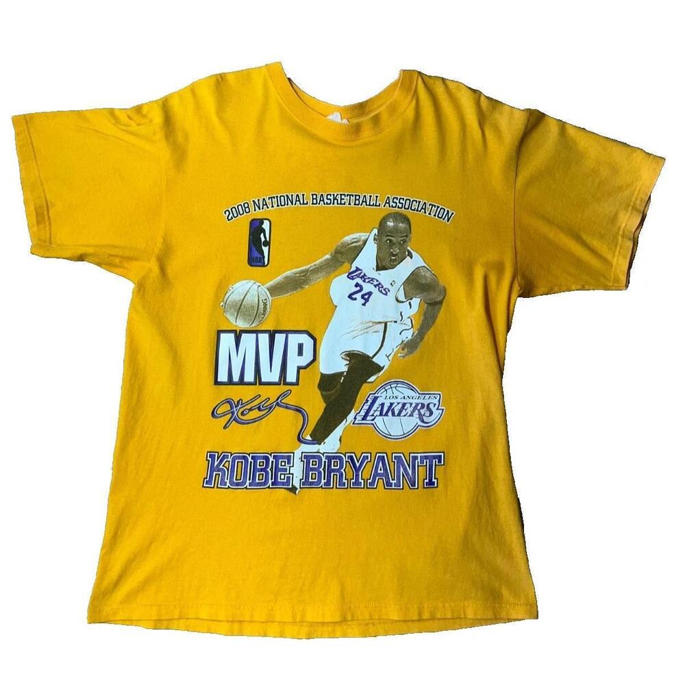 2008 Nba Lakers Kobe Bryant Mvp 24 8 Yellow Lakers T Shirt L Xl 20X28